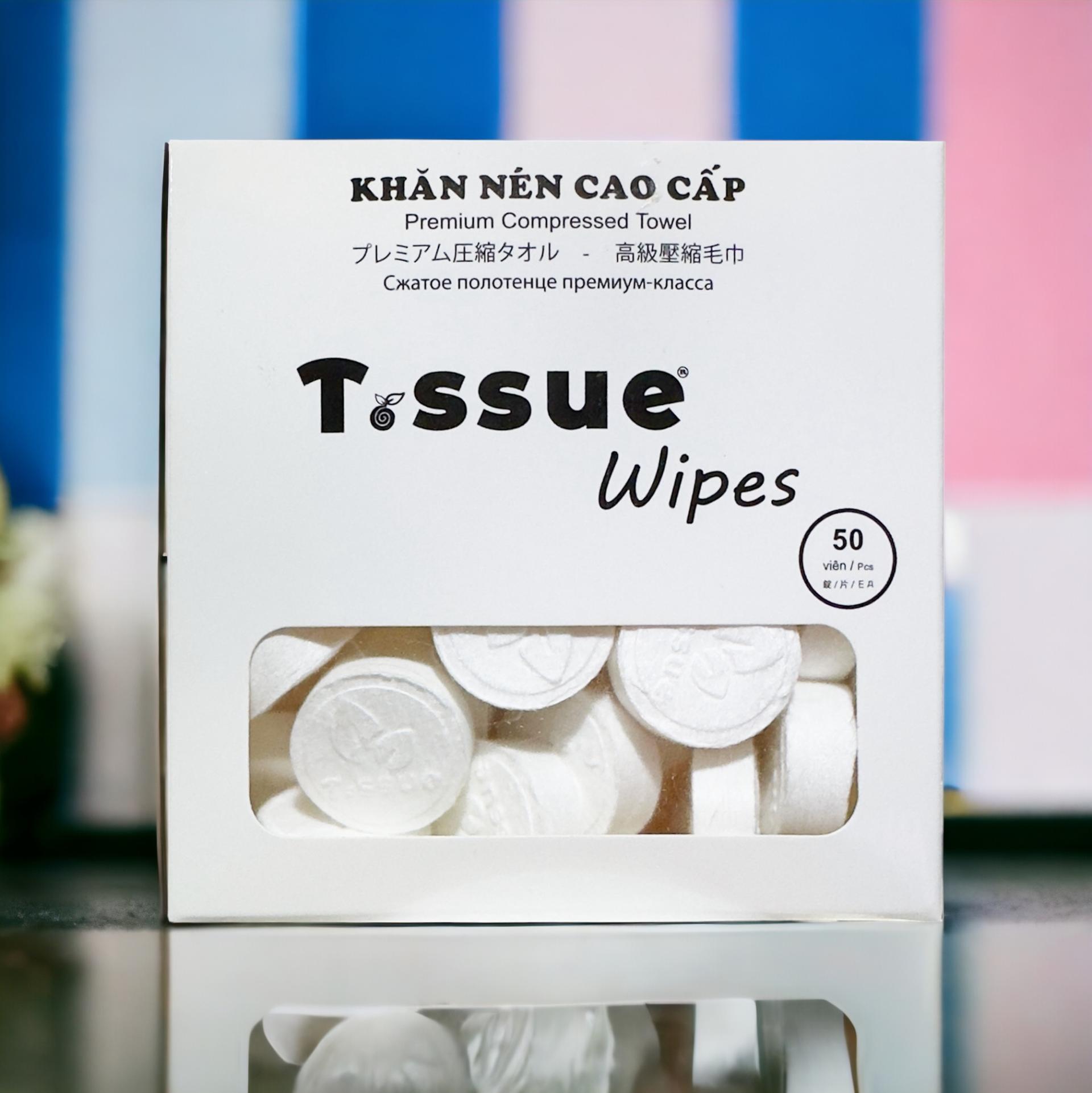 Khăn nén cao cấp T.ssue hộp/túi 50 viên